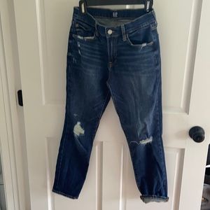 Gap mid rise distressed girlfriend jeans